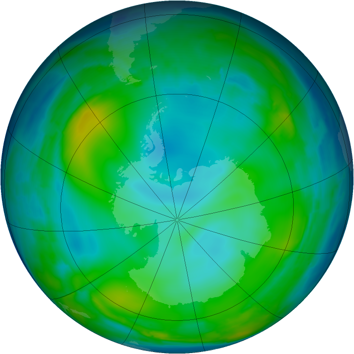 Antarctic ozone map for 24 June 2008